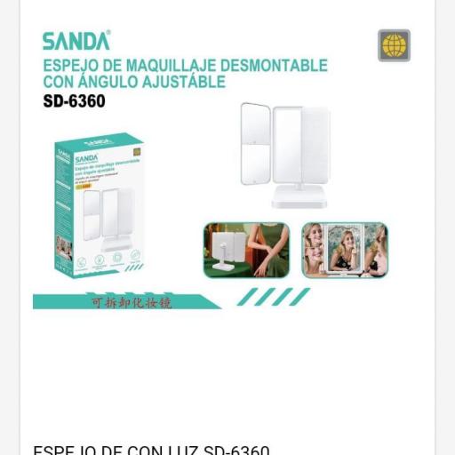 Espejo led recargable con angulo ajustable Sanda 6360