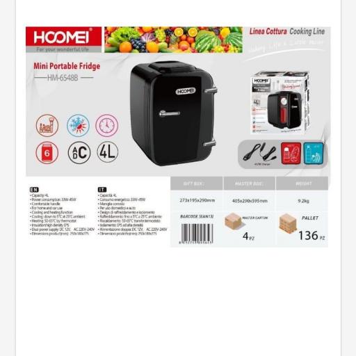 Hoomei Mini nevera portátil 6548W. Función refrigeración o calefacción  [1]