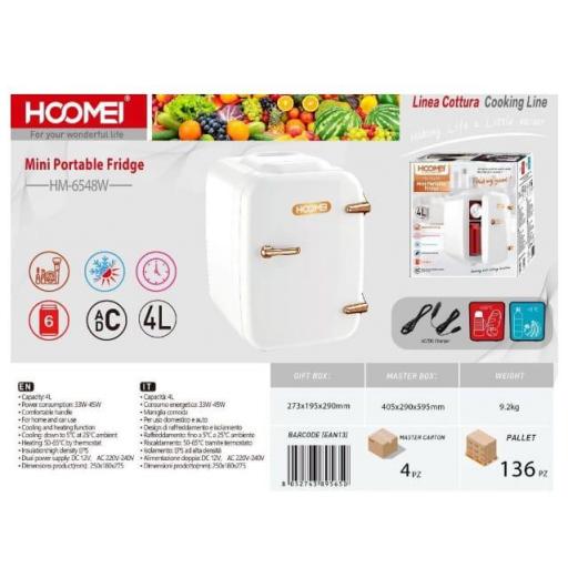 Hoomei Mini nevera portátil 6548W. Función refrigeración o calefacción 