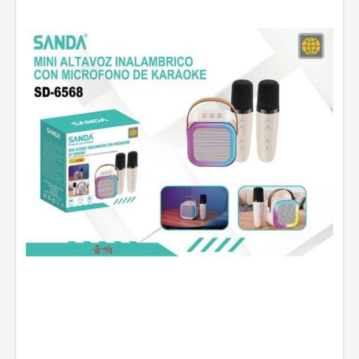 Sanda 6568 altavoz inalámbrico con karaoke + 1 micrófono inalámbrico