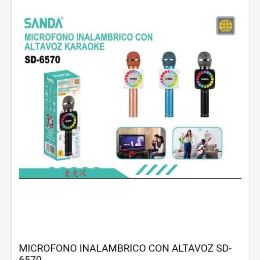 Micrófono inalámbrico Karaoke con altavoz.Sanda 6570