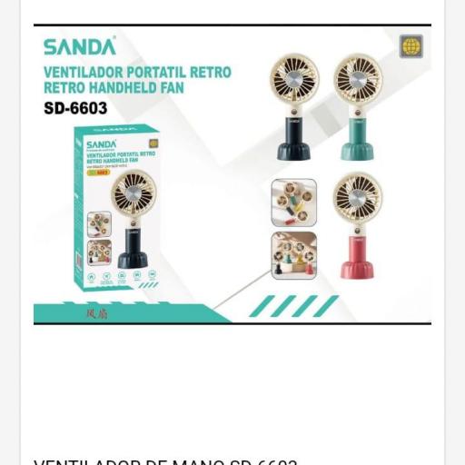 Mini ventilador de mano portátil recargable por USB estilo retro Sanda 6603