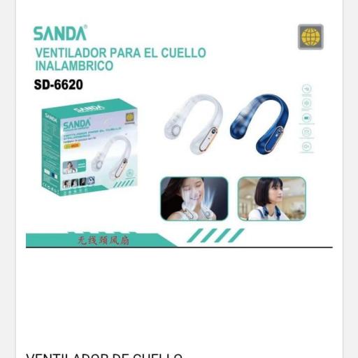 Ventilador para cuello recargable.Sanda 6620.Precio unidad