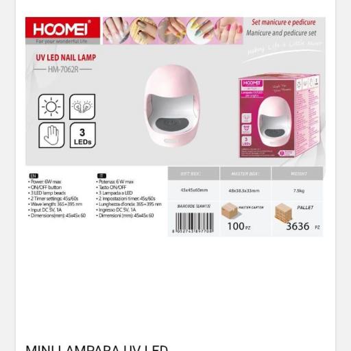 Mini lámpara eléctrica UV manicura Hoomei 7062