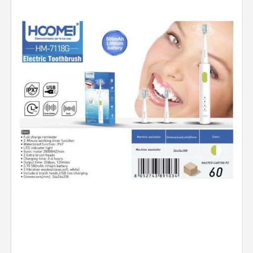 Cepillo de dientes electrónico recargable Hoomei 7118G
