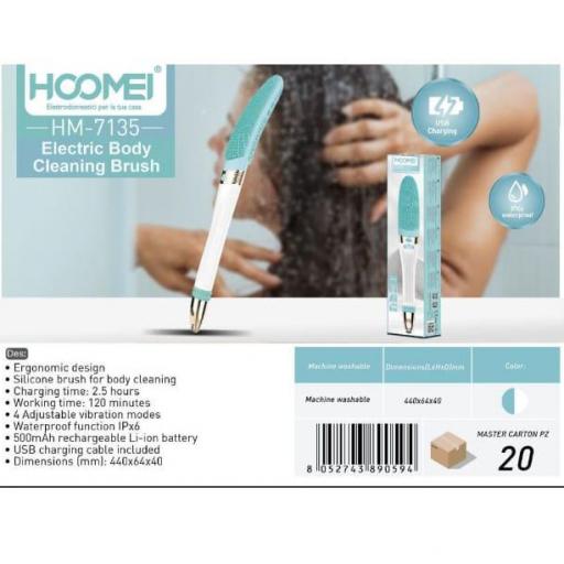 Cepillo electrónico de limpieza corporal para ducha Hoomei 7135