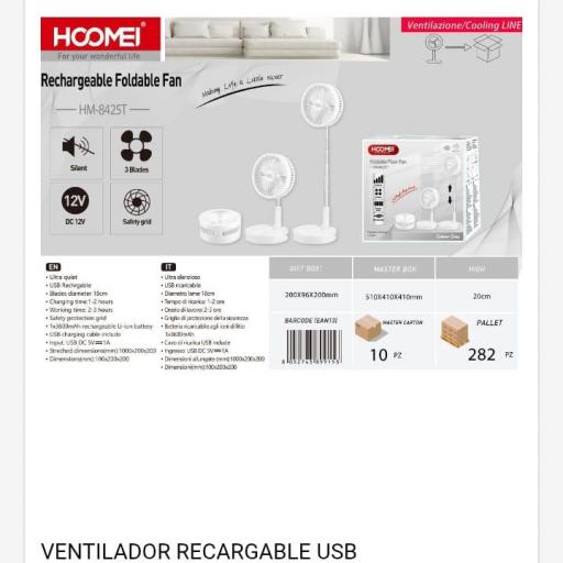 Ventilador portátil,plegable,recargable,Hoomei 8425