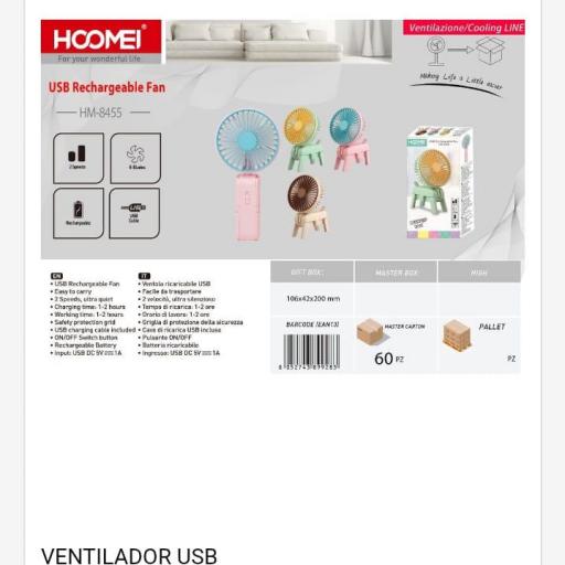 Mini ventilador portátil recargable Hoomei 8455.Precio unidad 