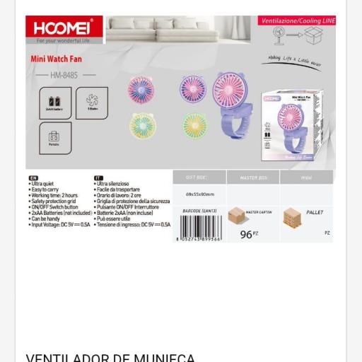 Mini ventilador de pulsera Hoomei 8485.Precio unidad 