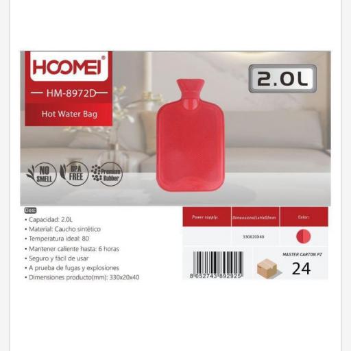 Hoomei 8972 Bolsa de agua caliente 2 litros.Precio unidad 