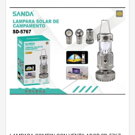 Lámpara solar de campamento con ventilador Sanda 5767