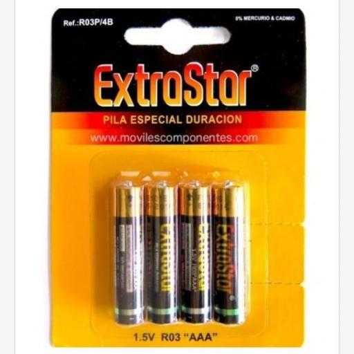 Pilas Extrastar AAA/AA. Precio unidad (Paquete 4 pilas). [1]