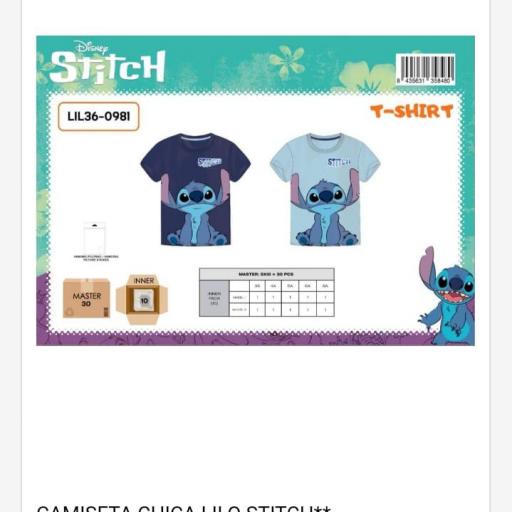 Camiseta infantil Stitch.Precio unidad 