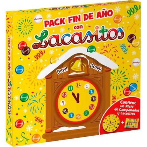 Lacasitos pack fin de año estuche 18 g contiene un plato de campanadas y lacasitos