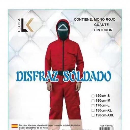 Disfraz soldado Squid. NO incluye máscara.Precio unidad. 