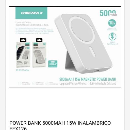 Power bank inalámbrica/magnética de 5000 mAh onemax EFX126 [0]