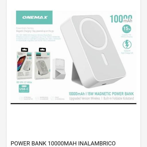 Power bank inalámbrica/magnética de 10.000 mAh onemax EFX127