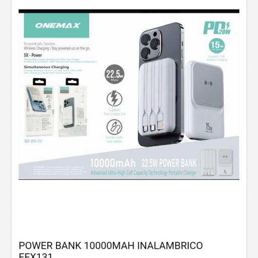 Power bank inalámbrica/magnética multiconexión 10.000 mAh EFX131