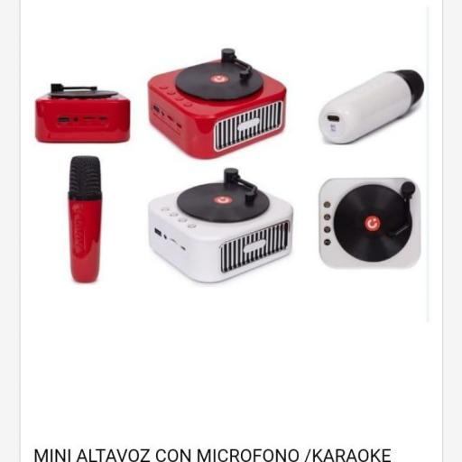 Micrófono inalámbrico con altavoz.Disponible en Blanco o rojo. Precio unidad 