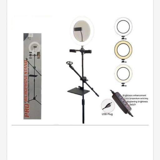 Microphone stand con aro led 