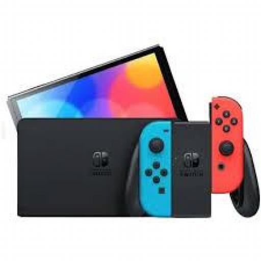 Consola - Nintendo Switch OLED, 7", Joy-Con, 64 GB, Azul y Rojo Neón [0]