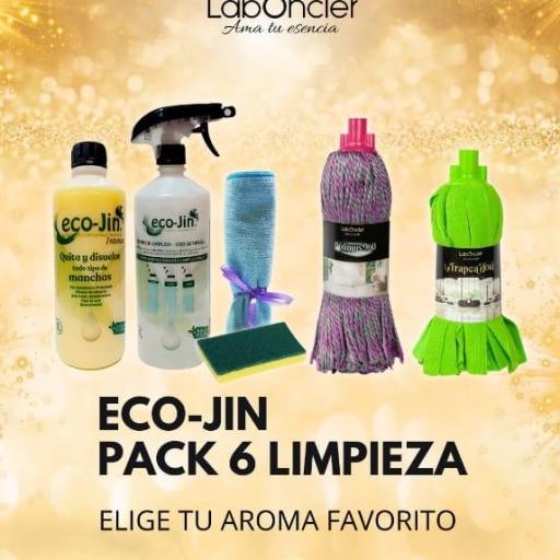 Pack 6 "suelos como espejos" limpieza eco-Jin: Difusor + fregona optimus y trapeadora + bayeta microfibra + estropajo esponja 