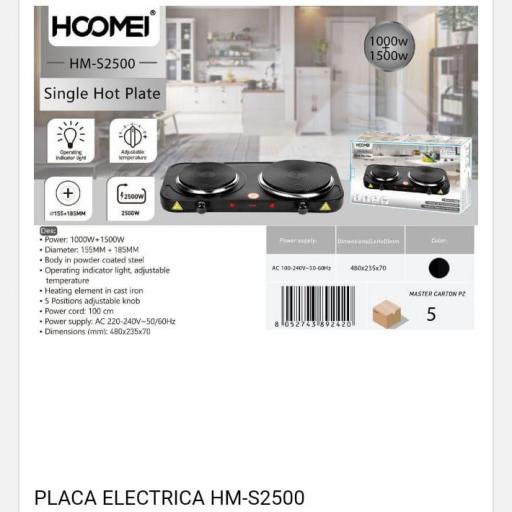 Placa eléctrica de 1000-1500W Hoomei S2500