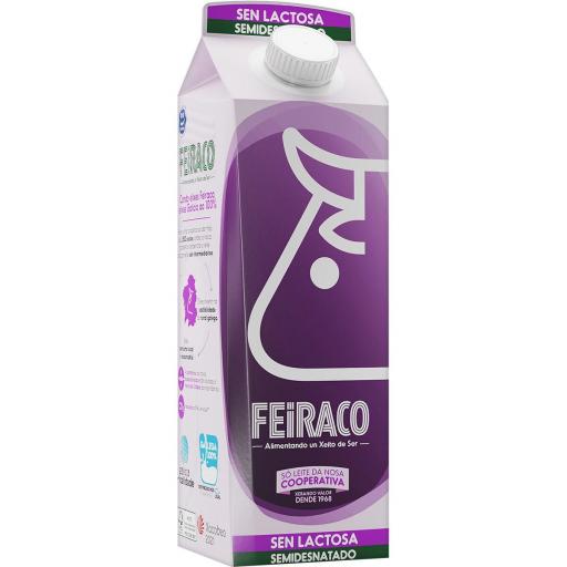 Feiraco leche semidesnatada sin lactosa brik 1 l