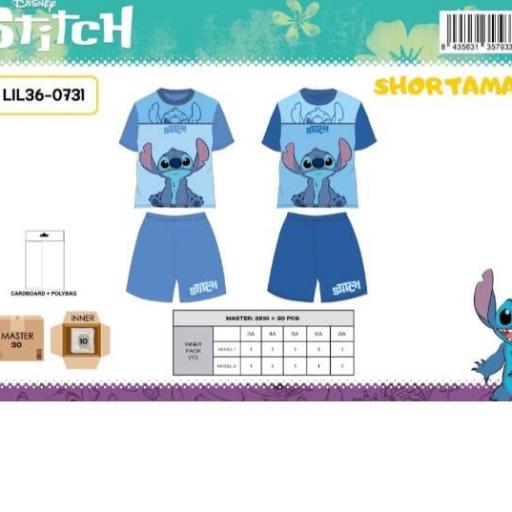 Pijama infantil corto Stitch.Precio unidad 0140