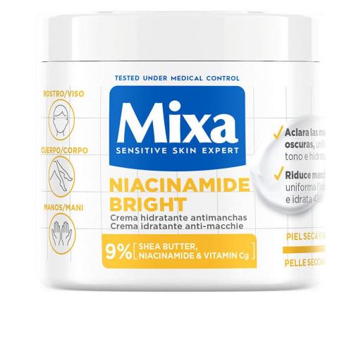 MIXA NIACINAMIDE BRIGHT crema hidratante antimanchas piel seca y apagada 400 ml