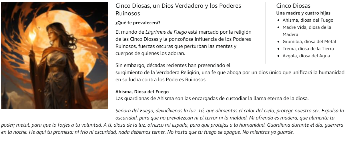 Lágrimas de fuego descripción