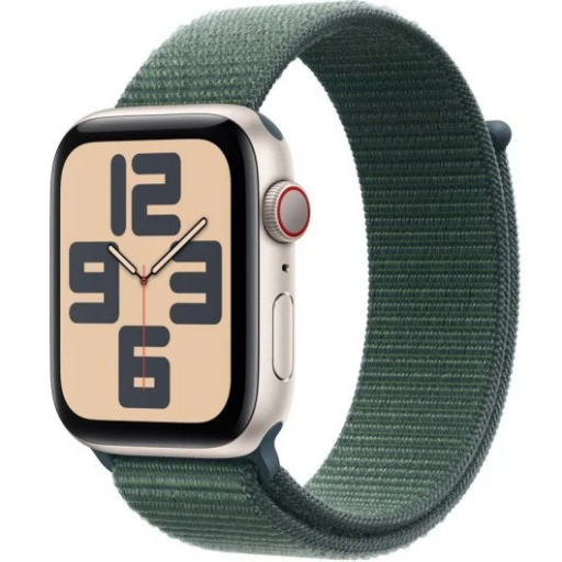 Apple Watch SE 3rd V2/ GPS/ 44mm/ Caja de Aluminio Blanco Estrella/ Correa Loop Deportiva Verde Lago