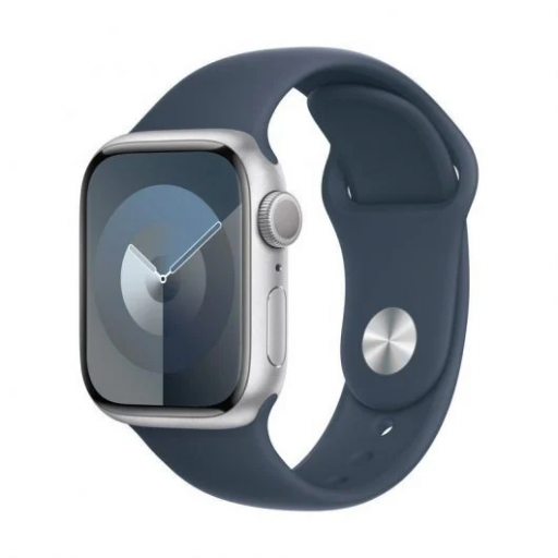 Apple Watch Series 9/ Gps/ Cellular/ 41 mm/ Caja de Acero Plata/ Correa deportiva Azul Tempestad M/L