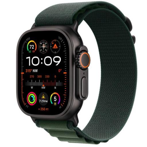 Apple Watch Ultra 2/ GPS/ Cellular/ 49mm/ Caja de Titanio Negro / Correa Loop Alpine Verde Oscuro Grande