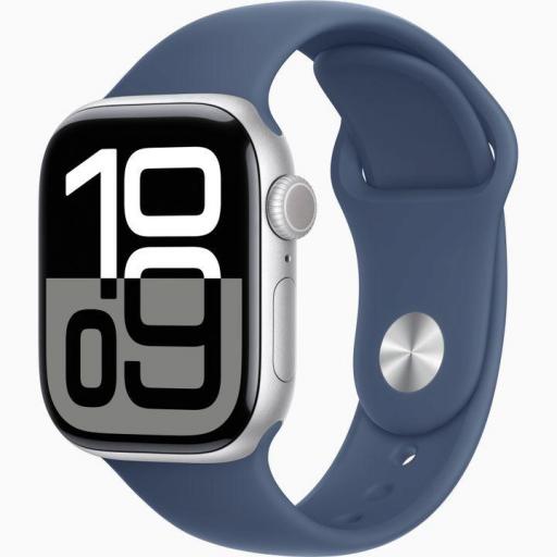 Apple Watch Series 10/ GPS/ 42mm/ Caja de Aluminio / Correa Deportiva Azul Denim M/L