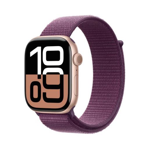 Apple Watch Series 10/ GPS/ 46mm/ Caja de Aluminio Oro Rosa / Correa Loop Deportiva Ciruela