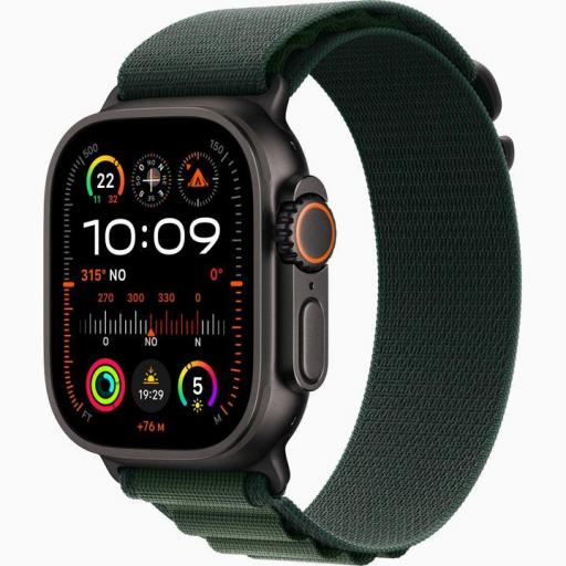 Apple Watch Ultra 2/ GPS/ Cellular/ 49mm/ Caja de Titanio Negro / Correa Loop Alpine Verde Oscuro Mediana