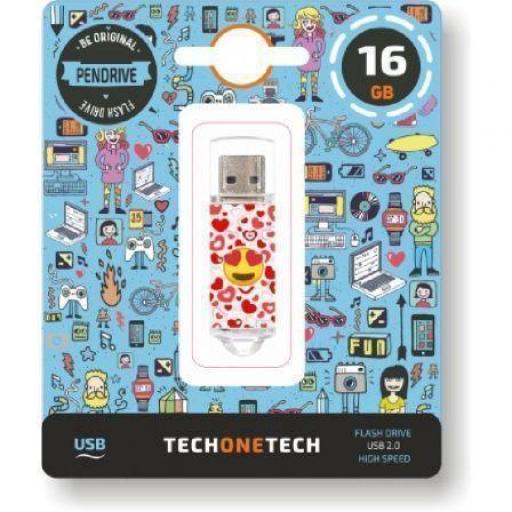 Pendrive 16GB Tech One Tech Emojis Heart Eyes USB 2.0