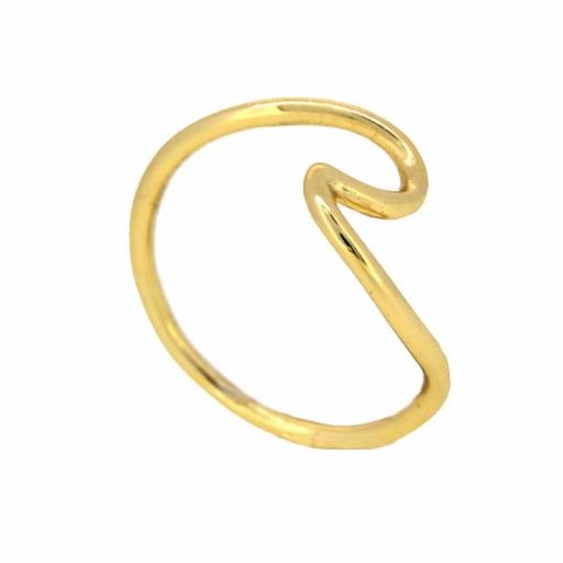 Anillo plata bañada oro ola