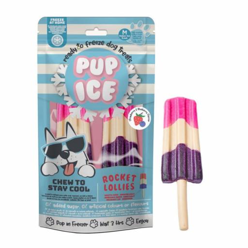 Pup Ice Polo Rocket de Fresa y arándano para perros