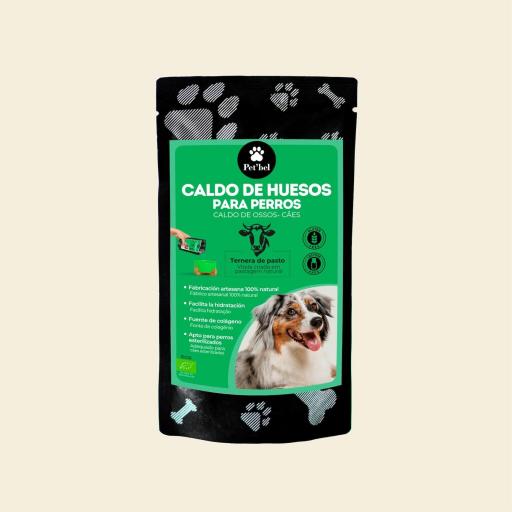 Caldo de huesos de ternera de pasto ecológico para perro