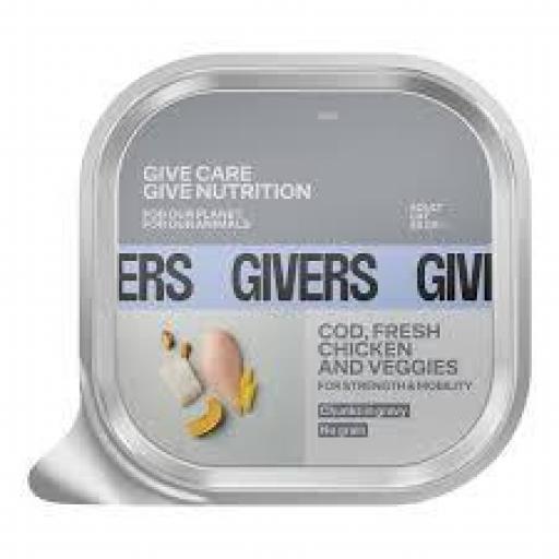 Givers Trocitos en Salsa Para Gato Adulto de Bacalao, Pollo Fresco y Vegetales