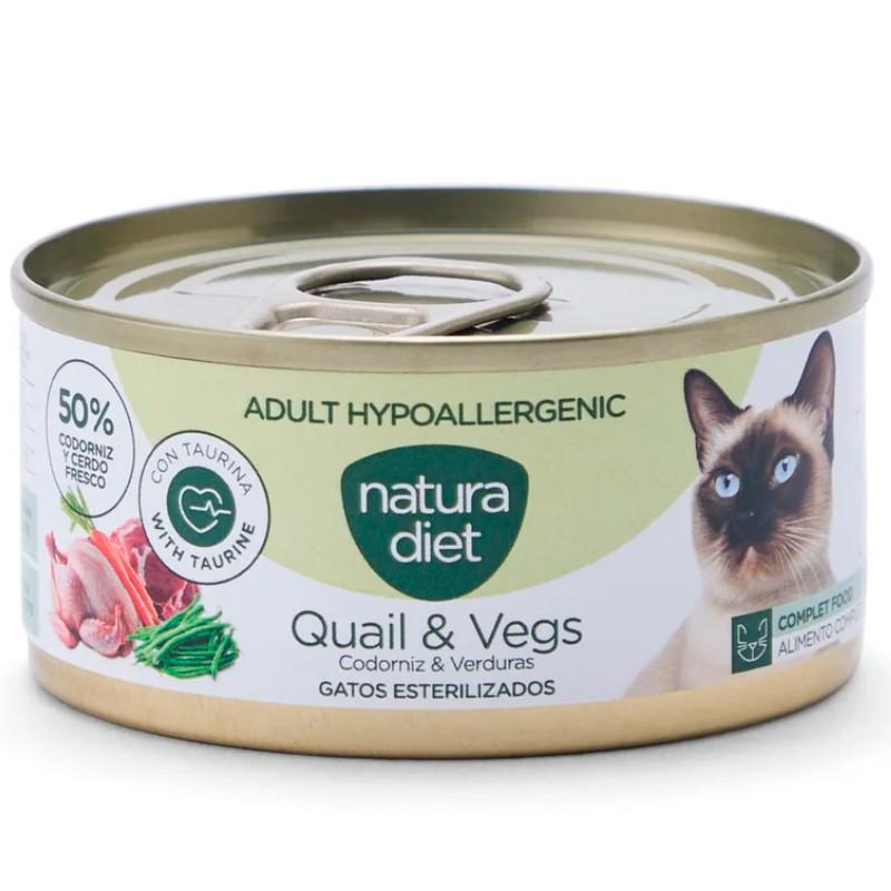 Natura Diet Cat Adult Paté Hypoallergenic Codorniz y Verduras 85 Gr