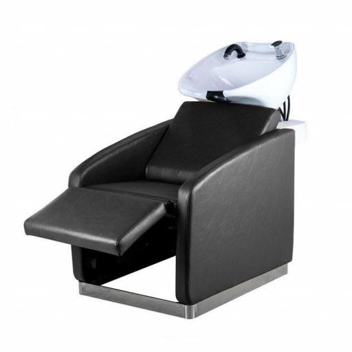 Lavacabezas Peluqueria Oasis Negro con Elevacion Manual Ceramica Blanca [0]