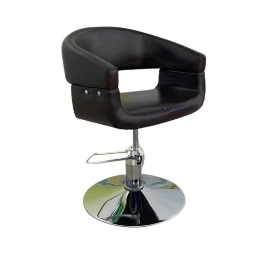 Silla de Peluqueria Kruz Negra Base Redonda Cromada