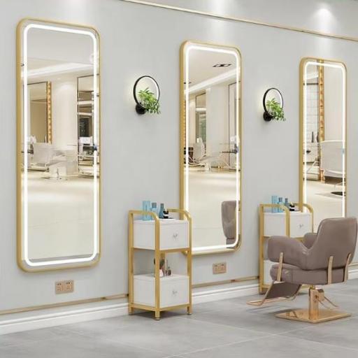 Tocador Peluqueria Barberia Rectangular Marco Dorado