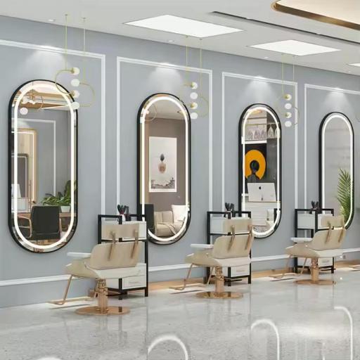 Tocador Peluqueria Barberia Ovalado Marco Negro