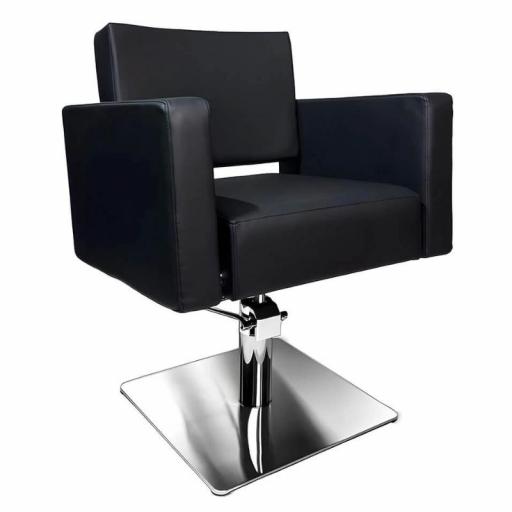 Silla de Peluqueria Atlas Negra Base Cuadrada Cromada