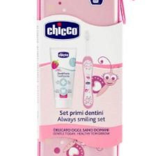 CHICCO SET ROSA CEPILLO Y PASTA CON FLUOR 6+