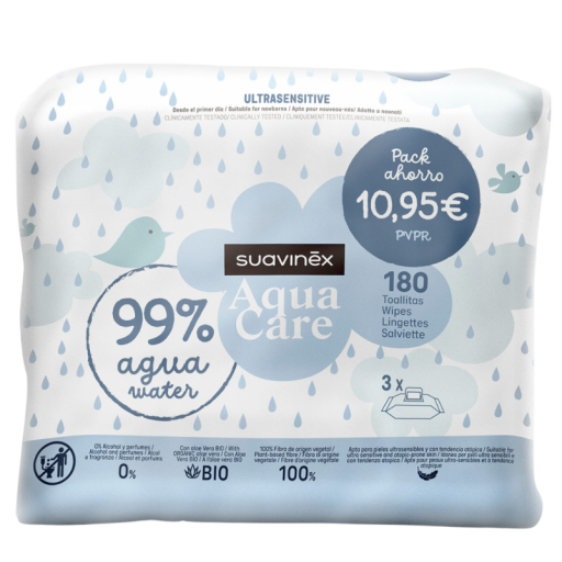 SUAVINEX BABY TOALL AQUA CARE 60U PACK 3